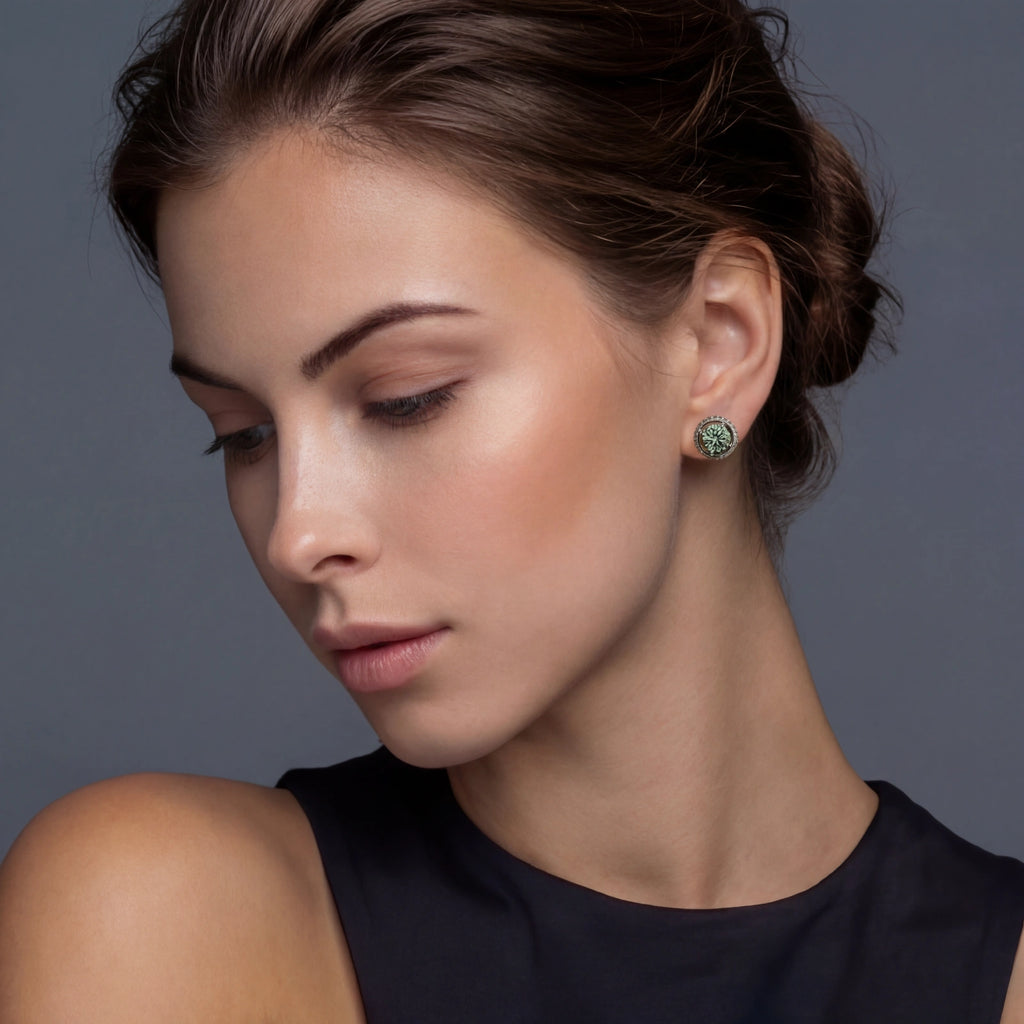 Emerald Radiance Halo Studs