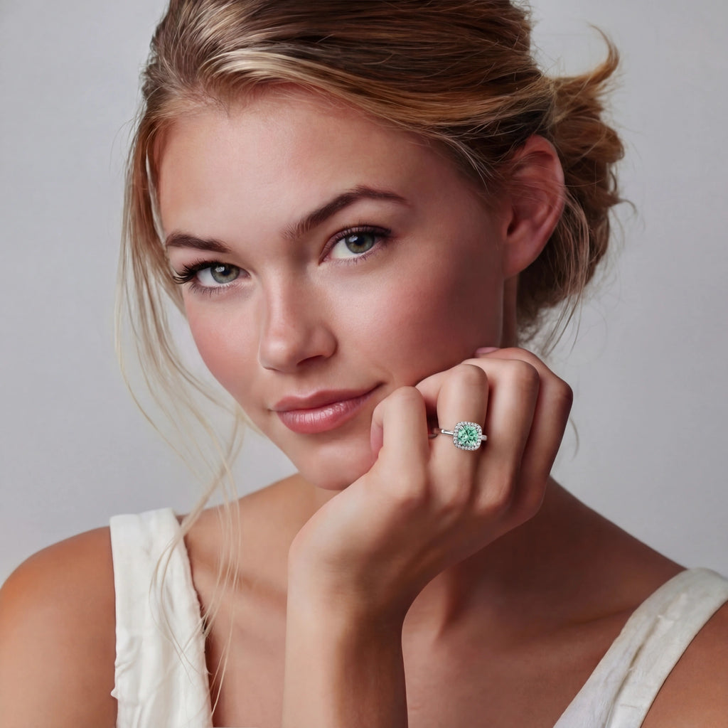 Emerald Radiance Halo Ring
