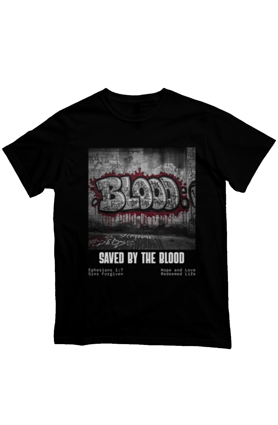 SAVED BY THE BLOOD GRAFFITI TEE